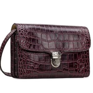 Patricia Nash Bellizzicolor Plum Croc Genuine Leather Crossbody Handbag
